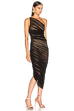 Norma Kamali Diana Gown in Black Mesh, view 2, click to view large image.