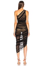 Norma Kamali Diana Gown in Black Mesh, view 4, click to view large image.