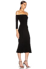 Norma Kamali Off Shoulder Fishtail Dress in Black, view 2, click to view large image.