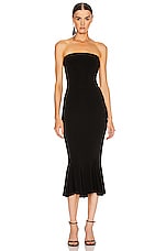Norma Kamali Strapless Fishtail Dress To Midcalf in Black, view 1, click to view large image.