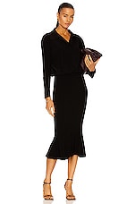 Norma Kamali Boyfriend NK Shirt Fishtail Dress in Black, view 1, click to view large image.