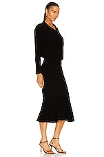 Norma Kamali Boyfriend NK Shirt Fishtail Dress in Black, view 2, click to view large image.