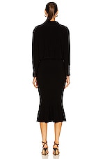 Norma Kamali Boyfriend NK Shirt Fishtail Dress in Black, view 3, click to view large image.