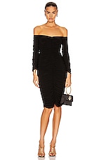 Norma Kamali Off Shoulder Slinky Dress in Black, view 1, click to view large image.