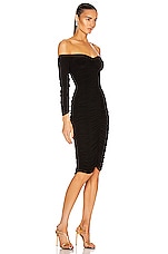 Norma Kamali Off Shoulder Slinky Dress in Black, view 2, click to view large image.