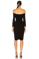 Norma Kamali Off Shoulder Slinky Dress in Black, view 3, click to view large image.