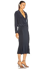 Norma Kamali for FWRD Boyfriend Shirt Fishtail Dress in Pewter, view 2, click to view large image.
