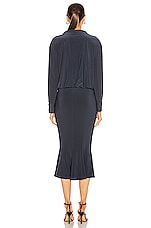 Norma Kamali for FWRD Boyfriend Shirt Fishtail Dress in Pewter, view 3, click to view large image.