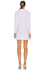 Norma Kamali Mini Tie Front NK Shirt Dress in White, view 3, click to view large image.