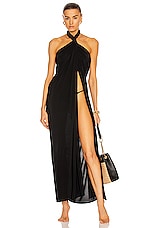 Norma Kamali Ernie Scarf Dress in Black, view 1, click to view large image.