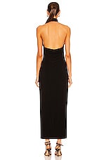 Norma Kamali Halter Turtleneck Side Slit Gown in Black, view 4, click to view large image.