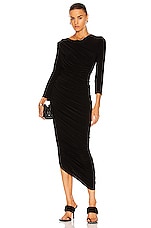 Norma Kamali Long Sleeve Diana Gown in Black, view 1, click to view large image.