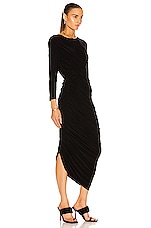 Norma Kamali Long Sleeve Diana Gown in Black, view 2, click to view large image.