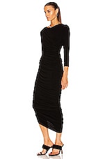Norma Kamali Long Sleeve Diana Gown in Black, view 3, click to view large image.