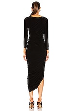 Norma Kamali Long Sleeve Diana Gown in Black, view 4, click to view large image.