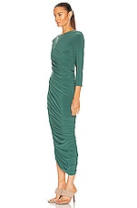 Norma Kamali Long Sleeve Diana Gown in Mountain Green, view 3, click to view large image.