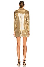 Norma Kamali Tie Front NK Shirt Mini Dress in Gold, view 3, click to view large image.