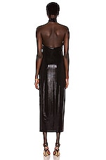 Norma Kamali Halter Turtleneck Side Slip Gown in Black, view 3, click to view large image.