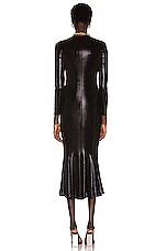 Norma Kamali Long Sleeve Crew Fishtail Dress in Black, view 3, click to view large image.