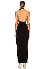 Norma Kamali Halter Wrap Straight Gown in Black, view 3, click to view large image.