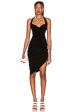 Norma Kamali Cayla Side Drape Dress in Black, view 1, click to view large image.