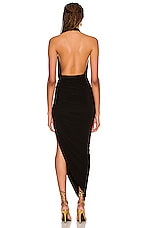 Norma Kamali Cross Halter Side Drape Gown in Black, view 4, click to view large image.