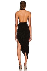 Norma Kamali Halter Side Drape Gown in Black, view 4, click to view large image.