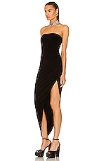 Norma Kamali Strapless Side Drape Gown in Black, view 3, click to view large image.