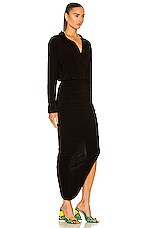 Norma Kamali Boyfriend NK Shirt Side Drape Gown in Black, view 2, click to view large image.