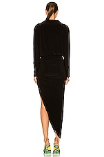 Norma Kamali Boyfriend NK Shirt Side Drape Gown in Black, view 3, click to view large image.