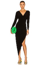 Norma Kamali Dolman Wrap Side Drape Gown in Black, view 1, click to view large image.