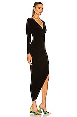 Norma Kamali Dolman Wrap Side Drape Gown in Black, view 2, click to view large image.