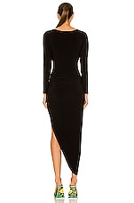 Norma Kamali Dolman Wrap Side Drape Gown in Black, view 3, click to view large image.