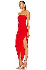 Norma Kamali Strapless Side Drape Gown in Tiger Red, view 3, click to view large image.