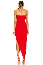 Norma Kamali Strapless Side Drape Gown in Tiger Red, view 4, click to view large image.
