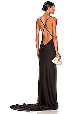 Norma Kamali Cross Back Bias Gown in Black, view 1, click to view large image.