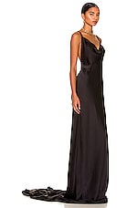 Norma Kamali Cross Back Bias Gown in Black, view 3, click to view large image.