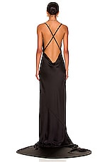Norma Kamali Cross Back Bias Gown in Black, view 4, click to view large image.