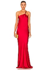 Norma Kamali One Shoulder Bias Gown in Tiger Red, view 2, click to view large image.