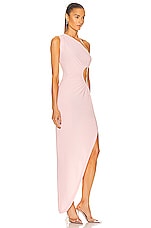 Norma Kamali Sunburst One Shoulder Gown in Blush, view 2, click to view large image.