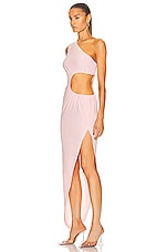 Norma Kamali Sunburst One Shoulder Gown in Blush, view 3, click to view large image.