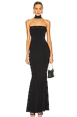 Norma Kamali Turtleneck Strapless Fishtail Gown in Black, view 1, click to view large image.