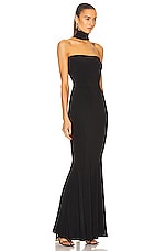 Norma Kamali Turtleneck Strapless Fishtail Gown in Black, view 2, click to view large image.