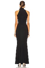 Norma Kamali Turtleneck Strapless Fishtail Gown in Black, view 3, click to view large image.