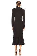 Norma Kamali Single Breasted Fishtail Midi Dress in Black, view 3, click to view large image.