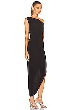 Norma Kamali Drop Shoulder Side Drape Gown in Black, view 2, click to view large image.