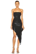 Norma Kamali Strapless Side Drape Gown in Black, view 1, click to view large image.