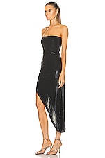 Norma Kamali Strapless Side Drape Gown in Black, view 3, click to view large image.