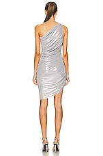 Norma Kamali Diana Mini Dress in Silver, view 4, click to view large image.