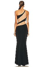 Norma Kamali Snake Mesh Fishtail Gown in Black & Nude Mesh, view 4, click to view large image.